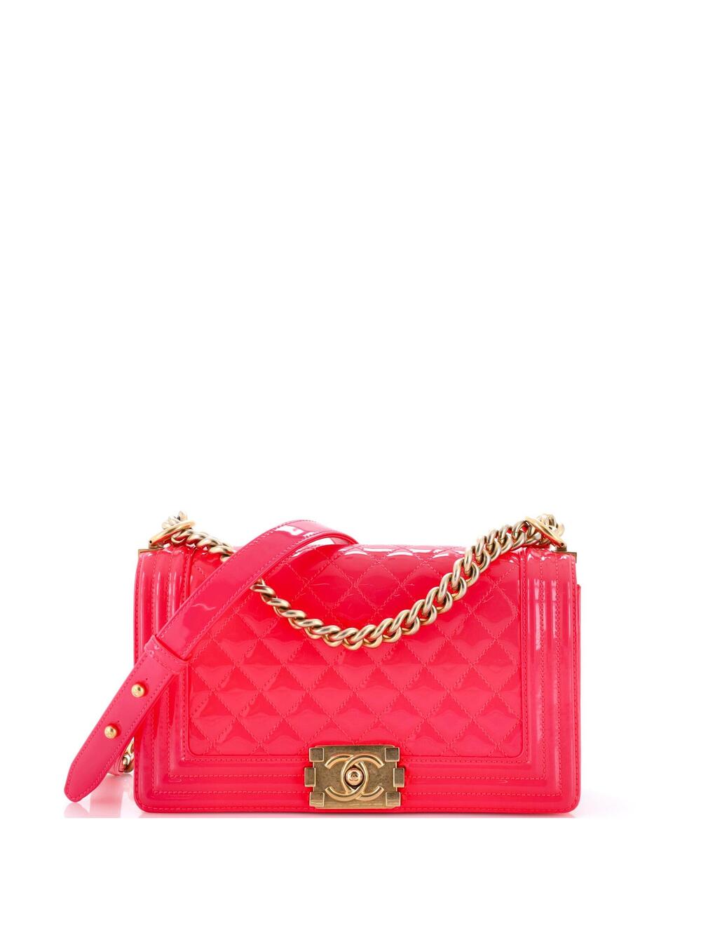 Chanel Boy Flap Bag Quilted Patent Old #376769C31B